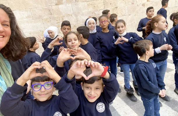 Children during an activity in Aleppo