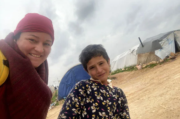 Meeting a young girl in a camp