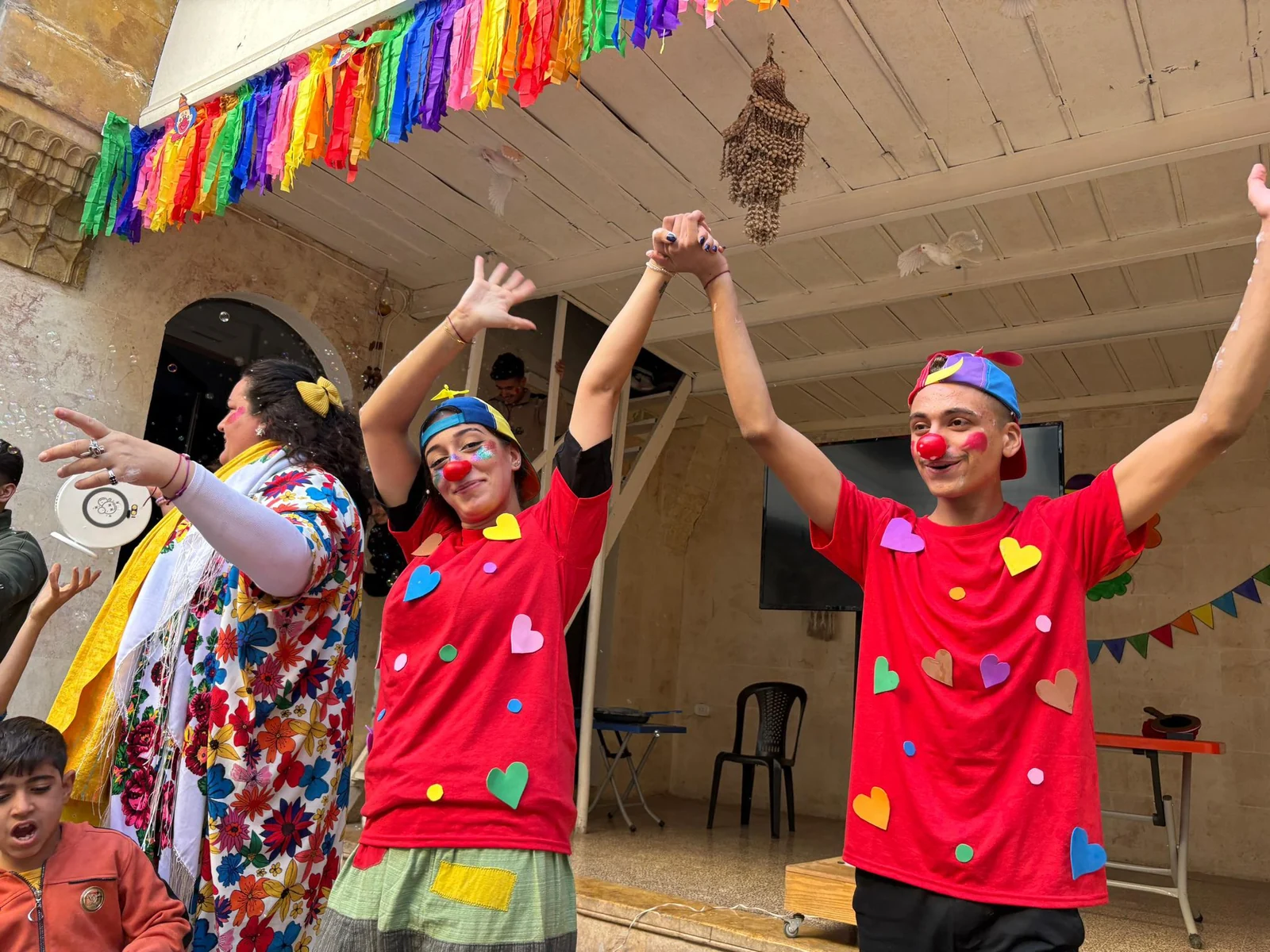 Clown performance and show at the 123 HOPE centre.